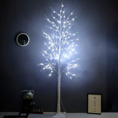 LED Birch Tree 6FT 96L Christmas Decorations with White Lighted Tree Decor for Outdoor Indoor Bedroom Party Wedding Living Room Garden Home in Saudi Arabia