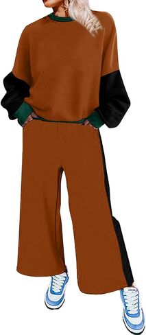 SHEWIN Women's 2 Piece Lounge Sets For Women Casual Long Sleeve Tops and Wide Leg Pants Matching Set in Saudi Arabia