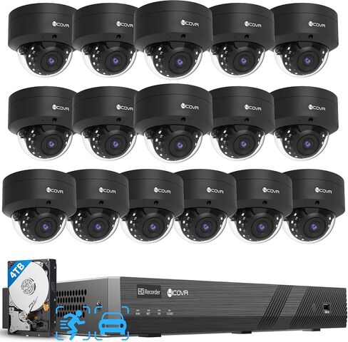 نظام كاميرا أمان 4K، 8X 8MP IK10 مقاومة للتخريب IP67 Dome PoE IP مع صوت، 8CH NVR 2TB HDD، كشف المركبات البشرية AI ورؤية ليلية بالأشعة تحت الحمراء، تسجيل خارجي منزلي على مدار الساعة طوال أيام الأسبوع، LY54AB8M0808 in Saudi Arabia