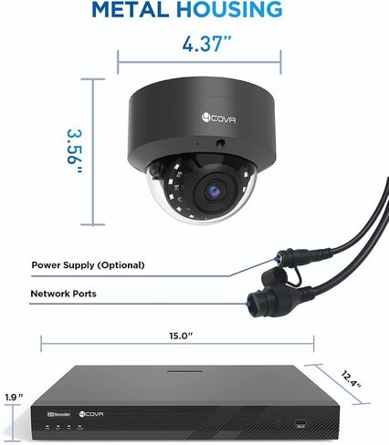 نظام كاميرا أمان 4K، 8X 8MP IK10 مقاومة للتخريب IP67 Dome PoE IP مع صوت، 8CH NVR 2TB HDD، كشف المركبات البشرية AI ورؤية ليلية بالأشعة تحت الحمراء، تسجيل خارجي منزلي على مدار الساعة طوال أيام الأسبوع، LY54AB8M0808 in Saudi Arabia