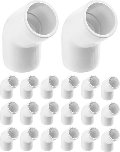 QWORK 45 درجة 2 طريقة تركيب الكوع PVC، درجة الأثاث، مقاس 1 بوصة، أبيض (عبوة من 20) - مثالي لبناء الأثاث والهياكل البلاستيكية in Kuwait