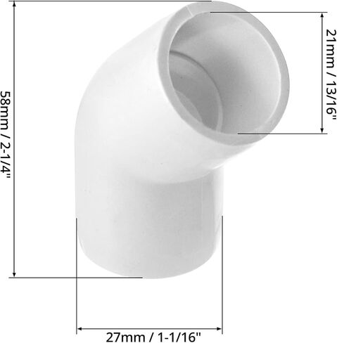 QWORK 45 درجة 2 طريقة تركيب الكوع PVC، درجة الأثاث، مقاس 1 بوصة، أبيض (عبوة من 20) - مثالي لبناء الأثاث والهياكل البلاستيكية in Kuwait