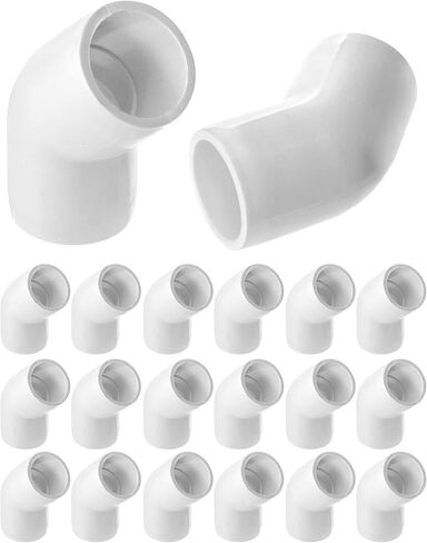 QWORK 45 درجة 2 طريقة تركيب الكوع PVC، درجة الأثاث، مقاس 1 بوصة، أبيض (عبوة من 20) - مثالي لبناء الأثاث والهياكل البلاستيكية in Kuwait
