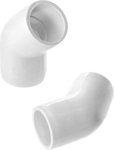 QWORK 45 درجة 2 طريقة تركيب الكوع PVC، درجة الأثاث، مقاس 1 بوصة، أبيض (عبوة من 20) - مثالي لبناء الأثاث والهياكل البلاستيكية in Kuwait