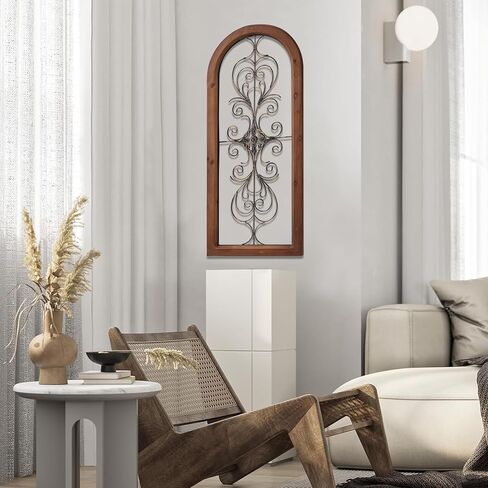 Sintosin Rustic Metal Flowers Wall Decor 11.8", Hanging Wood and Metal Wall Decor Living Room, Vintage Distressed White and Gold Square Wood Frame 3D Metal Wall Art for Bedroom Enterway Hallway in Saudi Arabia