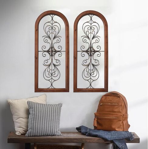 Sintosin Rustic Metal Flowers Wall Decor 11.8", Hanging Wood and Metal Wall Decor Living Room, Vintage Distressed White and Gold Square Wood Frame 3D Metal Wall Art for Bedroom Enterway Hallway in Saudi Arabia