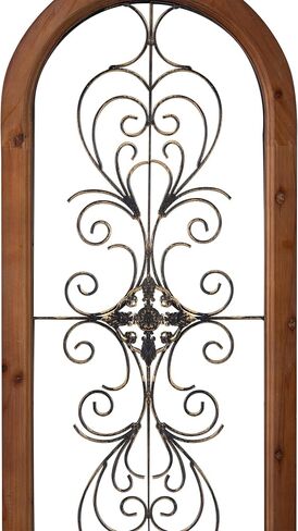 Sintosin Rustic Metal Flowers Wall Decor 11.8", Hanging Wood and Metal Wall Decor Living Room, Vintage Distressed White and Gold Square Wood Frame 3D Metal Wall Art for Bedroom Enterway Hallway in Saudi Arabia