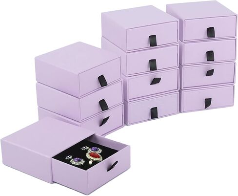 Nsmykhg Jewelry Gift Box Velvet-Lined,12 Pack Compact Drawer Style for Earrings & Rings, Necklace & Bracelet Organizer, 3.93x3.93x1.65 Inches, Stackable Elegant Jewelry Display & Storage Box (Orange) in Kuwait