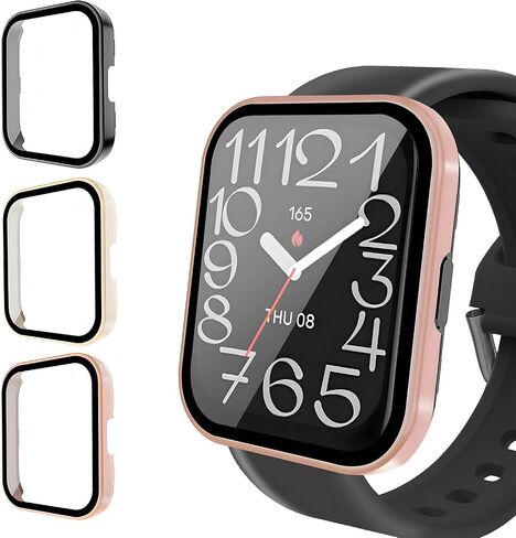 Suoman 3 Pack for Amazfit BiP5 Unity Case, [ All-Around Protective ] PC Hard Bumper Cover Screen Protector Case for Amazfit BiP5 Unity (A2324) Smartwatch (Black+White+Pink) in Saudi Arabia