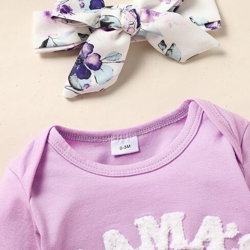 Viworld Newborn Baby Girl Clothes Toddler Baby Letter Romper Floral Suspenders Pant Sets for Girls Fall Winter in Saudi Arabia