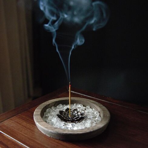 5 in 1 Larger Incense Holder for Sticks,Crystal Lotus Incense Holder,Sage Burner Holder,Candle Holder, Abalone Shell Burner, Obsidian Healing and Sleep Aid Incense Holder (Black) in Saudi Arabia