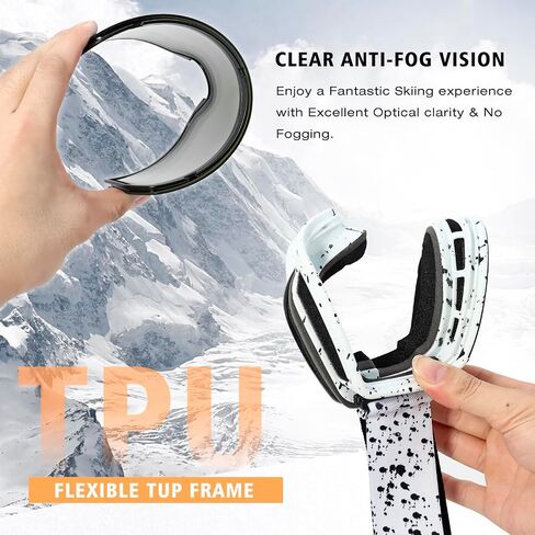 Ski Goggles OTG for Men Women, Anti-fog UV Protection Snowboard Goggles Skiing Snowmobile for Adult Youth in Kuwait