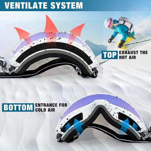 Ski Goggles OTG for Men Women, Anti-fog UV Protection Snowboard Goggles Skiing Snowmobile for Adult Youth in Kuwait