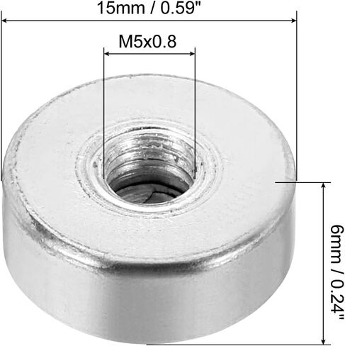 PATIKIL M6x1.0 Cap Nut, 20 Pack Acorn Nut Screw Cap Insert Bolt Cover Flat Female Thread Decorative Hardware Fittings Light Fixtures Silver Tone in Saudi Arabia