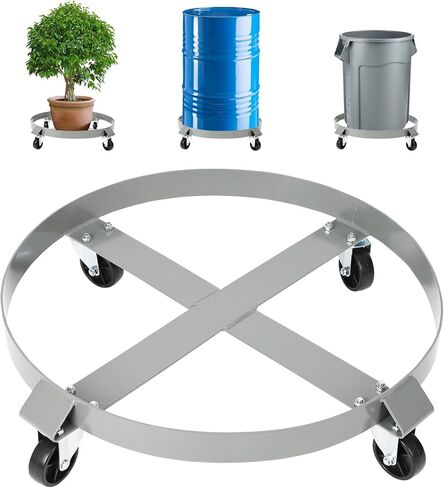 55 Gallon Drum Dolly - 4 Wheels, 1000lbs Load Capacity, 67cm Outer Ring, 3" Universal Casters, 2 Braked Rollers in Kuwait