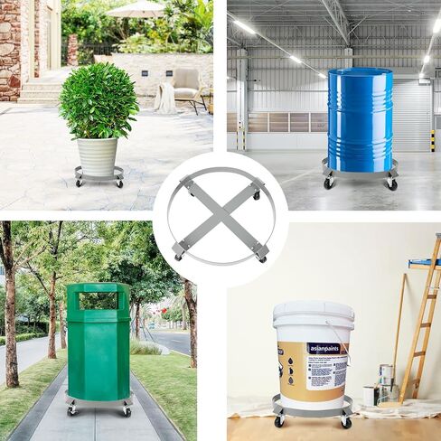 55 Gallon Drum Dolly - 4 Wheels, 1000lbs Load Capacity, 67cm Outer Ring, 3" Universal Casters, 2 Braked Rollers in Kuwait