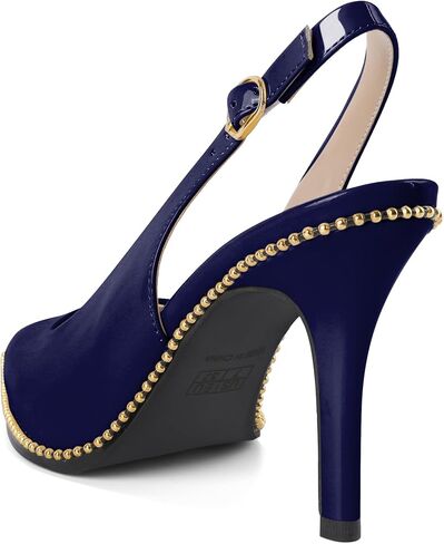 Joseywade Slingback Heels Women's Pointed Toe Stilettos High Heel Pumps Gold Beaded Dress Shoes in Saudi Arabia