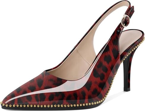 Joseywade Slingback Heels Women's Pointed Toe Stilettos High Heel Pumps Gold Beaded Dress Shoes in Saudi Arabia