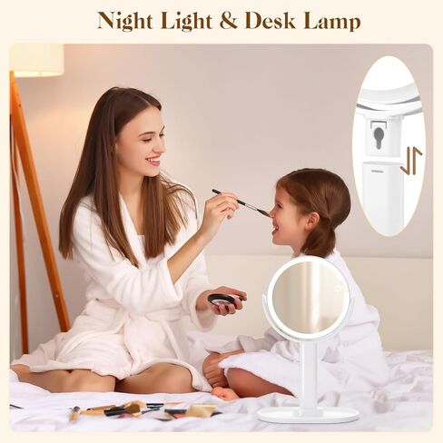 Lighted Makeup Mirror, 8" Rechargeable Double Sided Magnifying Mirror with 3 Colors Lights, Light Pink in Saudi Arabia