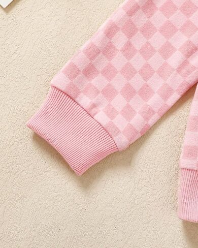 WESIDOM Toddler Baby Girl Clothes Checkered Long Sleeve Pullover Tops + Pants Toddler Girl Sweatsuit Fall Winter Outfits in Kuwait