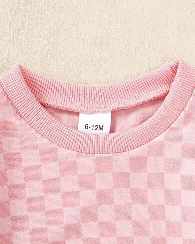 WESIDOM Toddler Baby Girl Clothes Checkered Long Sleeve Pullover Tops + Pants Toddler Girl Sweatsuit Fall Winter Outfits in Kuwait
