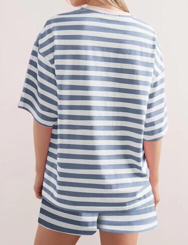Women Oversized Striped T Shirts Color Block Shirt Crew Neck Basic Casual Tops Y2K Loose Pullover Short Sleeve Tee Tops in Saudi Arabia