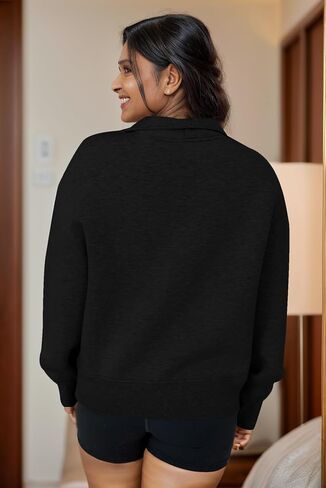 YeGine Womens Sweatshirt Oversized Quarter Zip Pullover Half Zip Long Sleeve Top in Kuwait