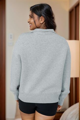 YeGine Womens Sweatshirt Oversized Quarter Zip Pullover Half Zip Long Sleeve Top in Kuwait
