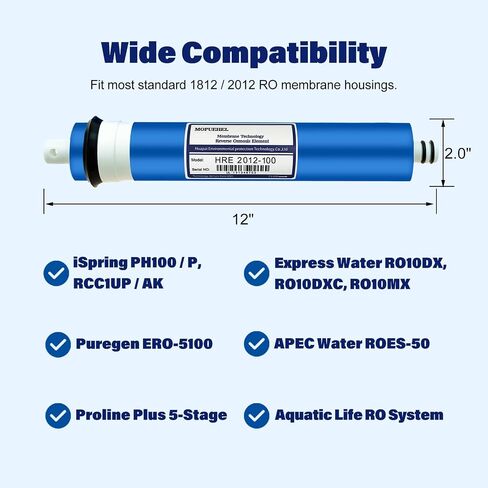 استبدال فلتر غشاء RO 75 GPD، أغشية التناضح العكسي، متوافق مع iSpring RCC7 / RCC7AK / RCC7P / RCC7P-AK / RCC7D / RCC7U، APEC ROES-UV75-SS/ROES-UV75 / ROES-PH75 (عبوة واحدة) in Kuwait