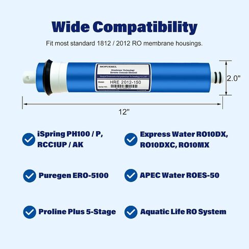 استبدال فلتر غشاء RO 75 GPD، أغشية التناضح العكسي، متوافق مع iSpring RCC7 / RCC7AK / RCC7P / RCC7P-AK / RCC7D / RCC7U، APEC ROES-UV75-SS/ROES-UV75 / ROES-PH75 (عبوة واحدة) in Kuwait