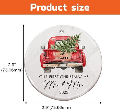 Mr and Mrs Gifts - Wedding Gifts for Couples 2024, First Christmas Married Ornament, Just Married Glass Ornaments for Newlywed, Bridal Shower Gifts for Bride 1st Married Crystal Ornament with Gift Box in Saudi Arabia