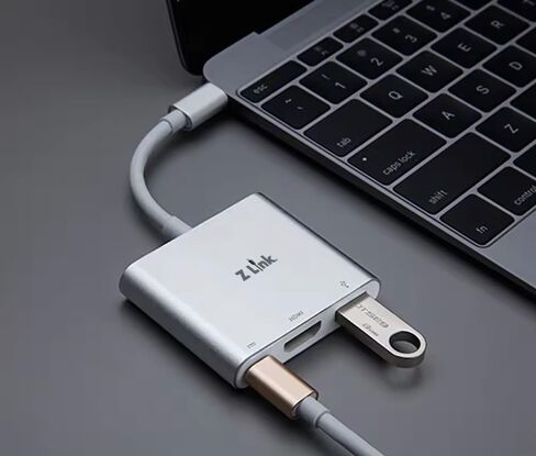 3 in 1 USB C HUB w/HDMI Up to 4K, USB 3.0 5 Gbps, 5V PD Power Pass Thur, add a Monitor, USB C Interface, for Laptops and Desktops. in Saudi Arabia