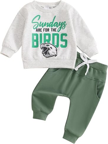 Baby Boy Football Outfit Toddler Little Boys Rugby Game Day Clothes Set Letter Print Eagles Sweatshirt Tops Pants 2PCS Set in Kuwait