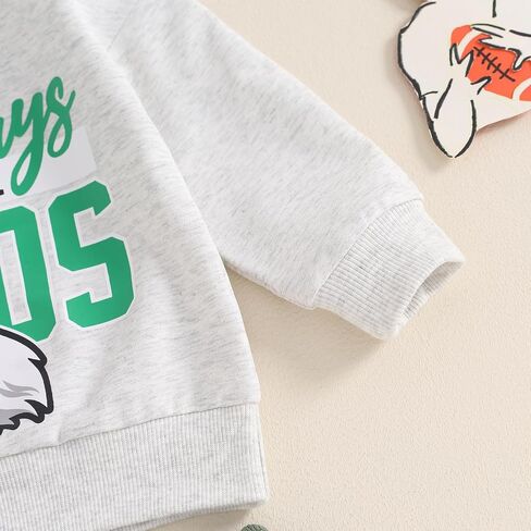 Baby Boy Football Outfit Toddler Little Boys Rugby Game Day Clothes Set Letter Print Eagles Sweatshirt Tops Pants 2PCS Set in Kuwait
