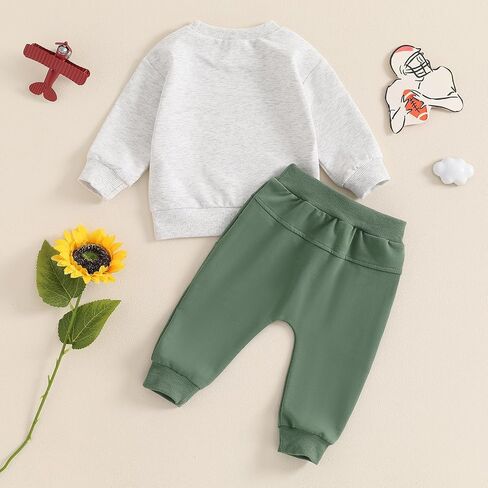 Baby Boy Football Outfit Toddler Little Boys Rugby Game Day Clothes Set Letter Print Eagles Sweatshirt Tops Pants 2PCS Set in Kuwait