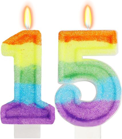 Rainbow Candles for Birthday Cakes, Rainbow Unicorn Candles Cake Decorations, Unicorn Theme Party Supplies 5th Number Candle (Number 5) in Saudi Arabia