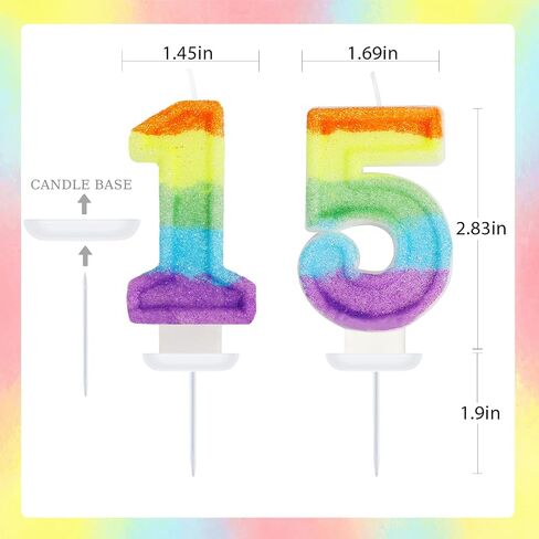 Rainbow Candles for Birthday Cakes, Rainbow Unicorn Candles Cake Decorations, Unicorn Theme Party Supplies 5th Number Candle (Number 5) in Saudi Arabia