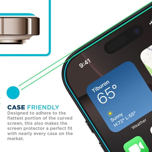 Tech Armor Screen Protector for iPhone 16 Pro Max - Ballistic Tempered Glass, Case Friendly, Sensor Protection, HD, 9H Hardness, 3 Pack + Bonus Camera Lens Protector in Kuwait