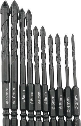 10PCS Four Flute Hex Shank Drill Bit Set (7 Sizes) for Glass Concrete Ceramic Tile Wood Plastic Stone and Alloy Drilling in Saudi Arabia
