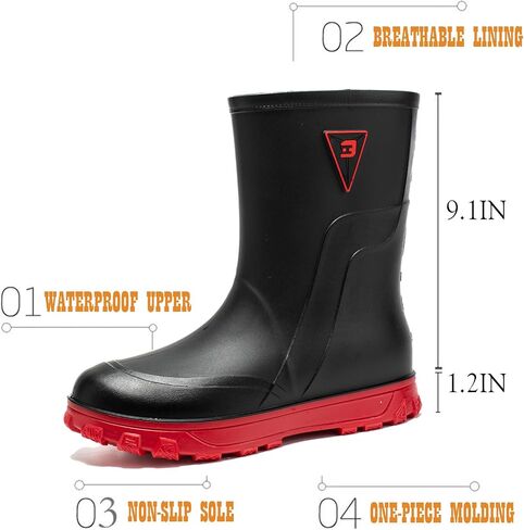 Waterproof Garden Rain Boots for Men Breathable Lightweight Mid Calf Deck Fishing Outdoor Slip Resistant Shoes in Saudi Arabia