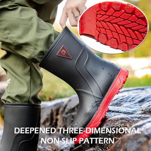 Waterproof Garden Rain Boots for Men Breathable Lightweight Mid Calf Deck Fishing Outdoor Slip Resistant Shoes in Saudi Arabia