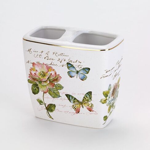 Avanti Linens - Wastebasket, Decorative Trash Can, Butterfly Inspired Home Decor (Butterfly Garden Collection),White in Saudi Arabia