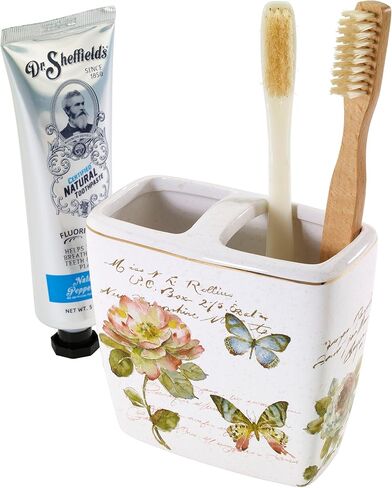 Avanti Linens - Wastebasket, Decorative Trash Can, Butterfly Inspired Home Decor (Butterfly Garden Collection),White in Saudi Arabia