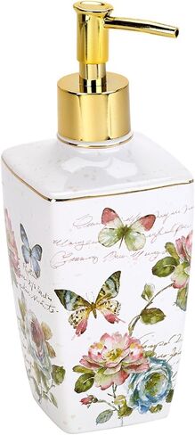 Avanti Linens - Wastebasket, Decorative Trash Can, Butterfly Inspired Home Decor (Butterfly Garden Collection),White in Saudi Arabia
