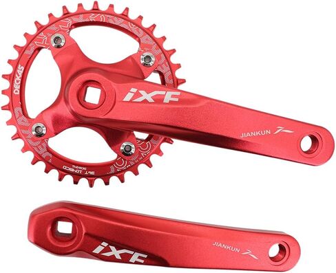 DJC MTB Crankset Square Tapered Hole 104BCD with Chainring 32 34 36 38T 170mm 175mm Bike Crankset Aluminum Black red in Kuwait