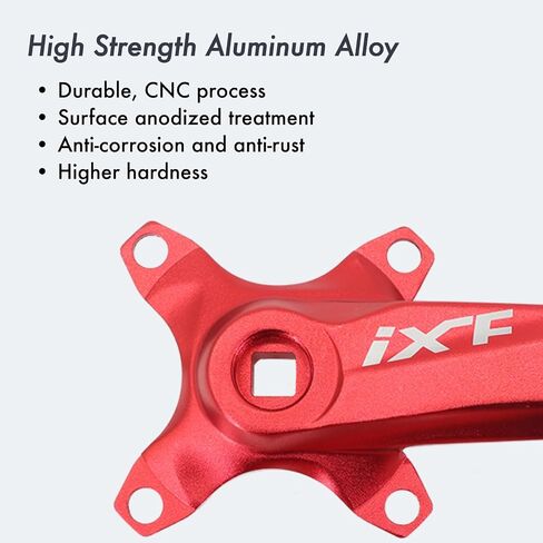 DJC MTB Crankset Square Tapered Hole 104BCD with Chainring 32 34 36 38T 170mm 175mm Bike Crankset Aluminum Black red in Kuwait