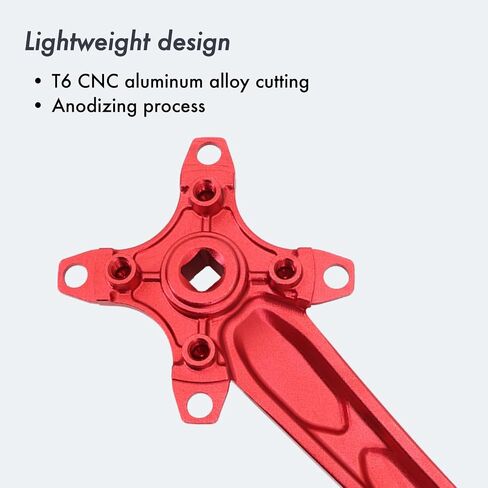 DJC MTB Crankset Square Tapered Hole 104BCD with Chainring 32 34 36 38T 170mm 175mm Bike Crankset Aluminum Black red in Kuwait