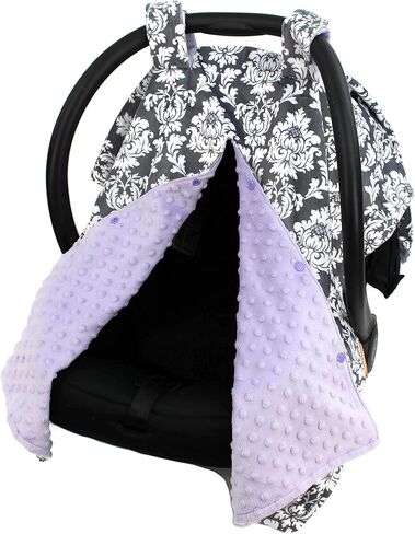 مظلة مقعد السيارة الفاخرة من Dear Baby Gear، طباعة مينكي مخصصة باللونين الرمادي والأبيض، لافندر مينكي دوت in Kuwait