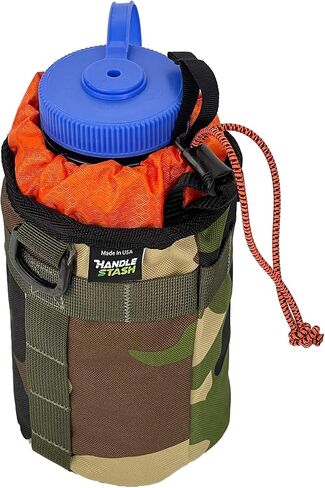 Stem Bag Insulated Water Bottle (Black & Grey) | Holds Ice for 7+ Hours | Water Resistant Holder with 2 Extra Long Buckle Straps & 1 Hook-and-Loop Strap | Bike Accessories | Made in USA in Saudi Arabia