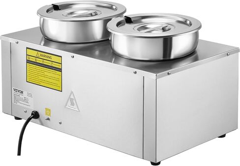 VEVOR Electric Soup Warmer, Four 7.4QT Stainless Steel Round Pot 86~185°F Adjustable Temp, 1500W Commercial Bain Marie with Anti-Dry Burn and Reset Button, Soup Station for Restaurant, Buffet, Silver in Saudi Arabia